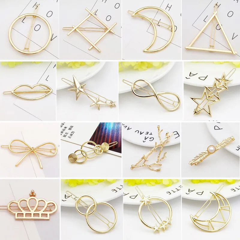 Moda forcine Barrettes clip per donna frangia laterale geometrica stelle nodo perni per capelli coda di cavallo Bobby pins accessori per capelli per