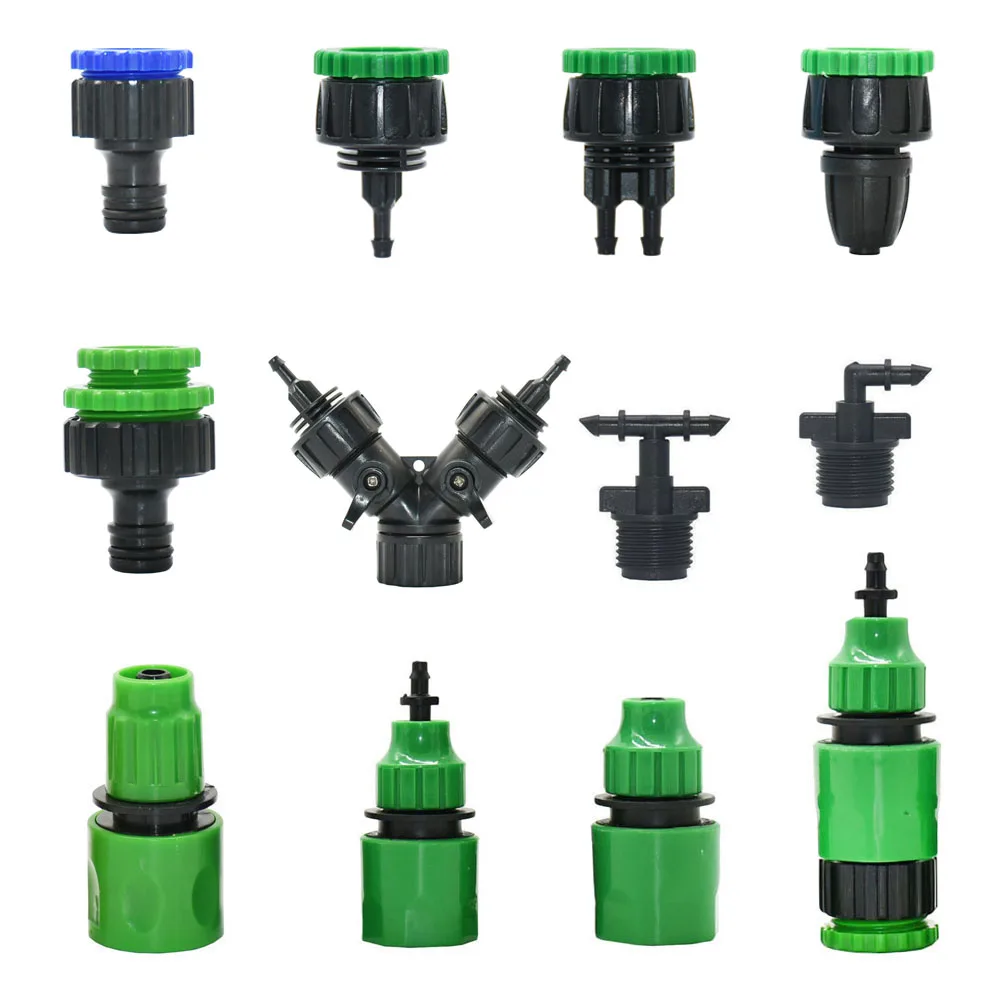 Garden Quick Coupling Adapter with 1/4 (ID 4mm) or 3/8 inch (8mm) Barbed Connector for Irrigation Garden Watering Greenhouse