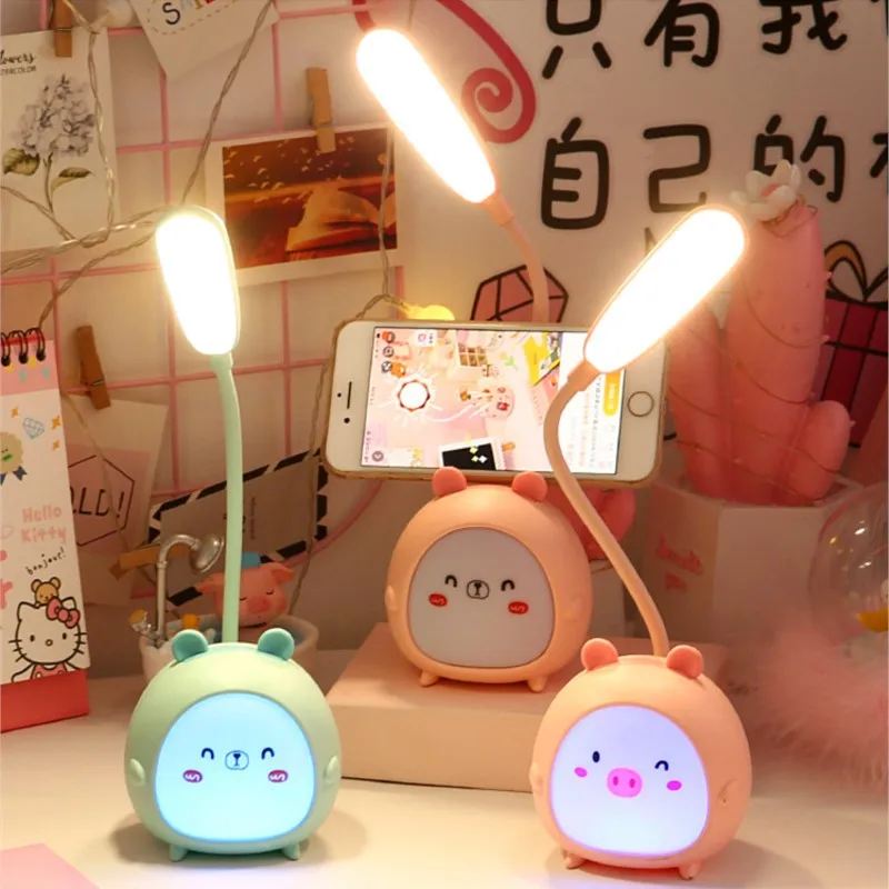 Cartoon Desk Lamp Eye Protection Energy-saving Reading Lamp USB Charging Sleeping Night Light LED Table Lamp for Kids Gift