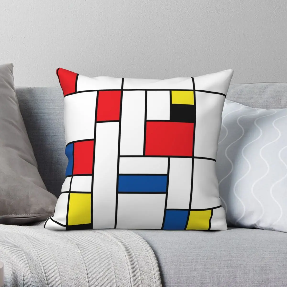 

Mondrian Pillowcase Polyester Linen Velvet Printed Zip Decor Car Cushion Cover