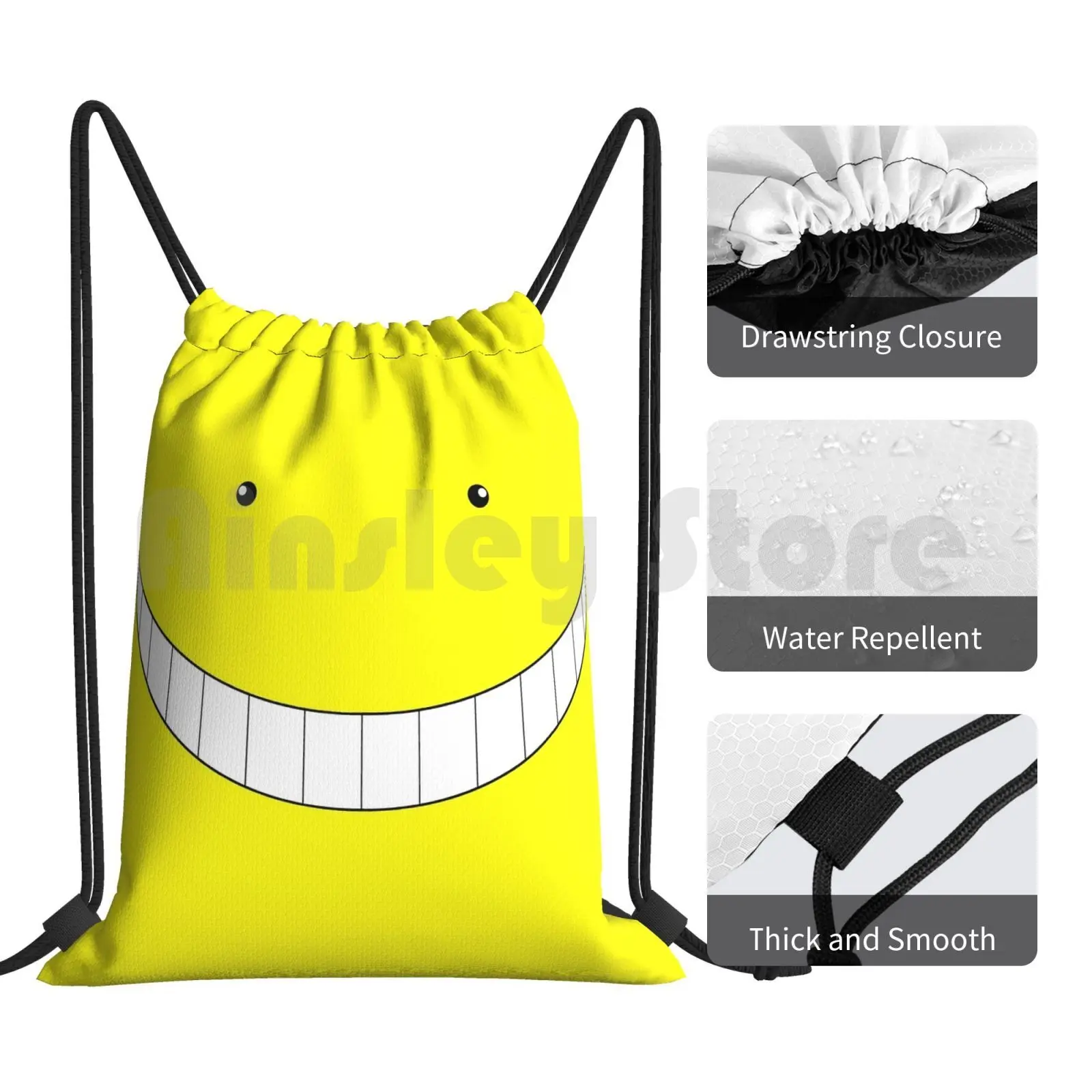 코로 스마일 배낭 드로스트링 백, 승마 등산 체육관 가방, 암살 교실, 코로 센세이