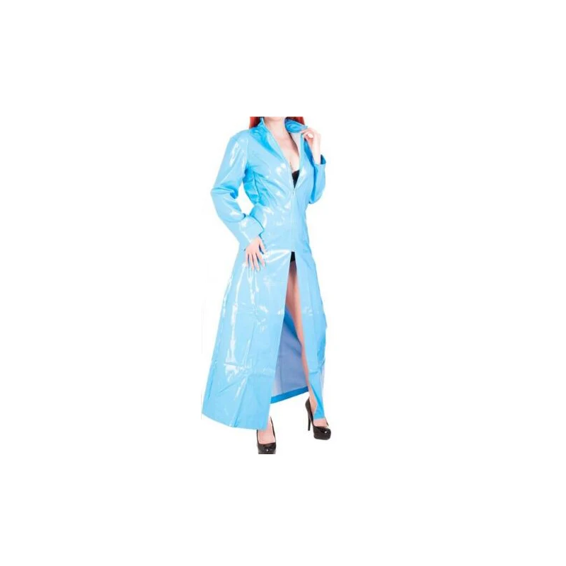 Nach Größe Plus Größe 6XL Rot Blau Rosa Frauen PU Faux Leder jacke Sexy wet Look Lange PVC Lange Mantel