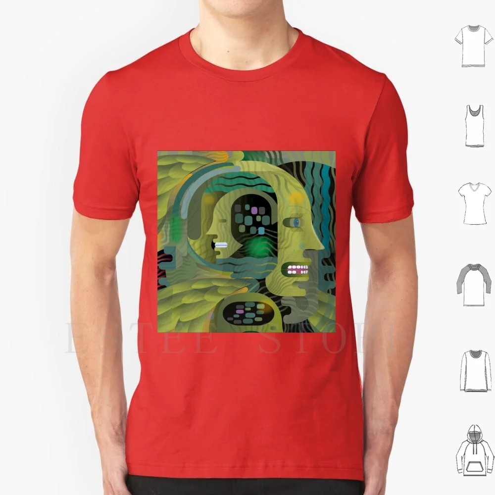 Race Against Time T Shirt Men Cotton 6xl Horror Abstract Anxiety Man Portrait Missing Teeth Pressure Once Upon A Time Green