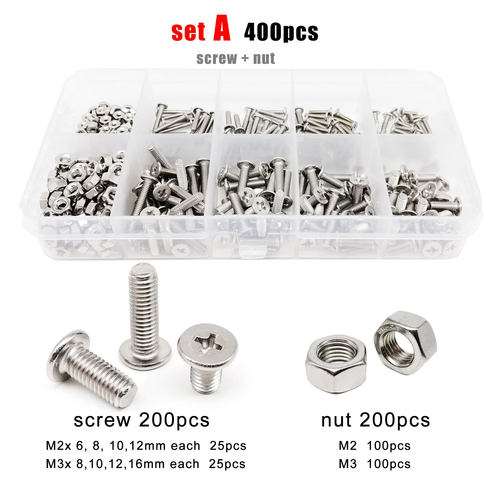 100 Vis à Tête Fraisée Phillips M2x25mm En Inox 304 – Pour Assemblages Discrets