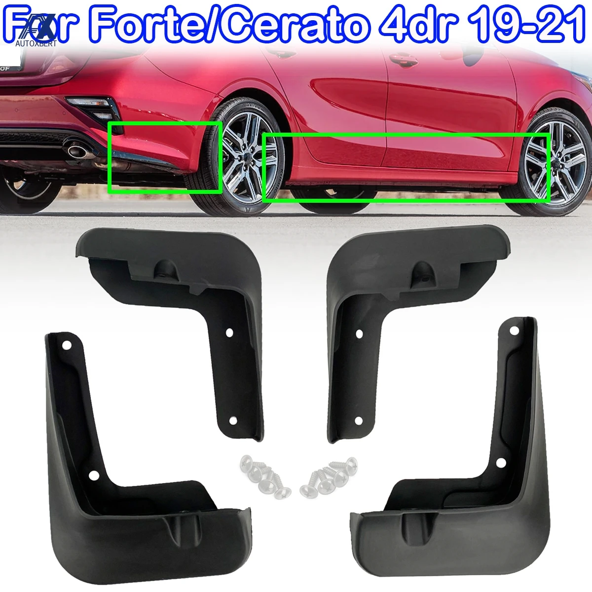 4pcs Set For Kia Forte Cerato K3 BD 2019 2020 2021 Fender Mud Flaps Splash Guard Flap Mudguards Accessories Front Rear