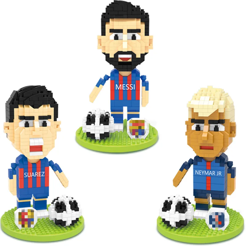 New Soccer Player Star Building Blocks Develop Hobbies DIY 3D Model Mini Bricks Toy For Children Block Build Kids Gift with Box