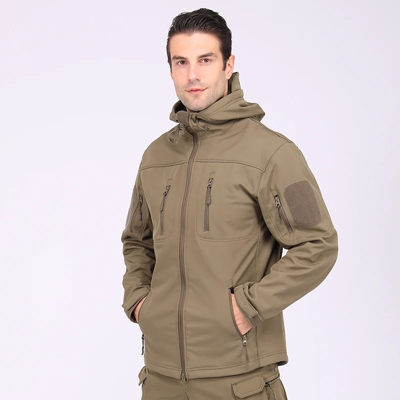 Tactical Softshell Camouflage Jacket for Men, Windbreaker, Waterproof Hunting Clothes, Shark Skin, Outdoor Jackets, Winter