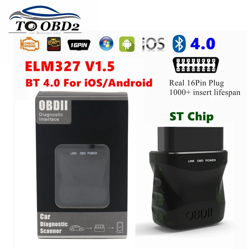 

ELM 327 V1.5 V015-1 Bluetooth 4.0 OBD2 code reader Scanner V015 ELM327 Car Diagnostic Tool Elm-327 1.5 OBDII for Android/IOS/PC