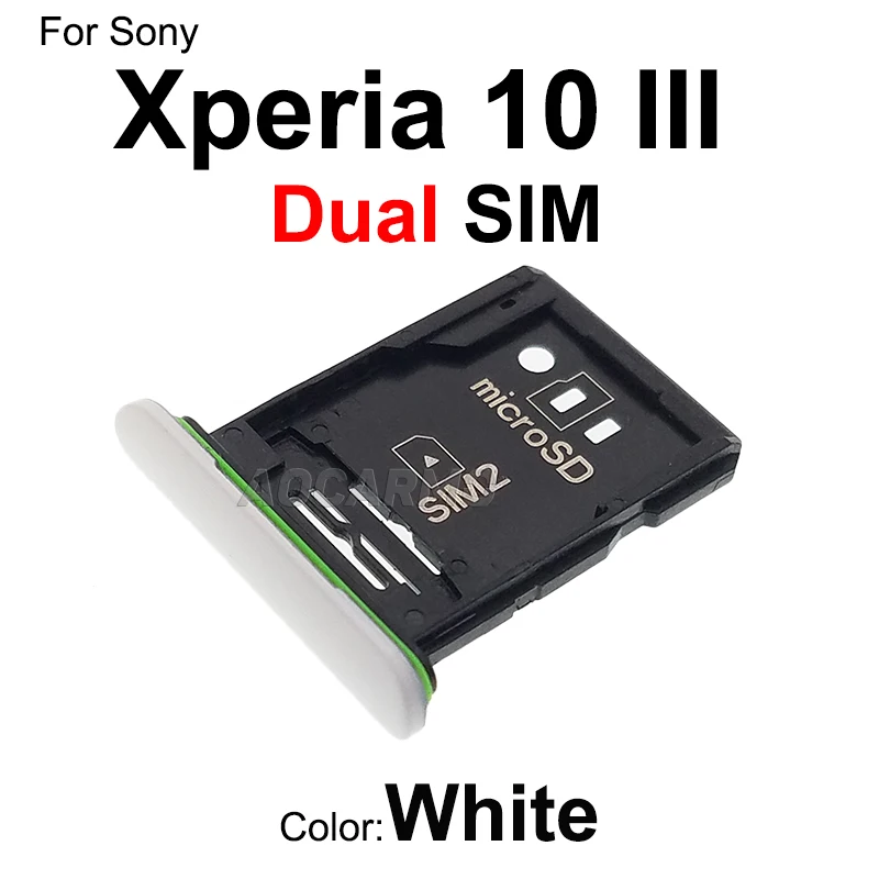 Aocarmo For Sony Xperia 10 III Mark3 X10III Dual SIM Card Holder Sim Tray Slot With Dust Plug Cover Replacement Part