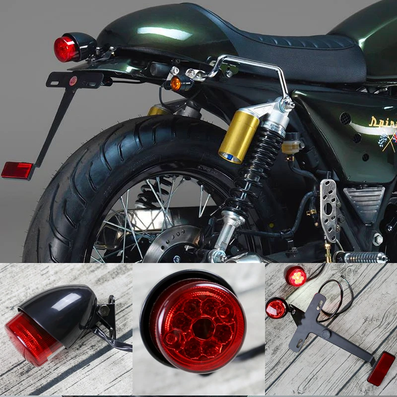 Universal Vintage Motorcycle Cafe Racer Brake Light Super Bright Rear Light CE Certificated Round LED Rear Light Tail Light