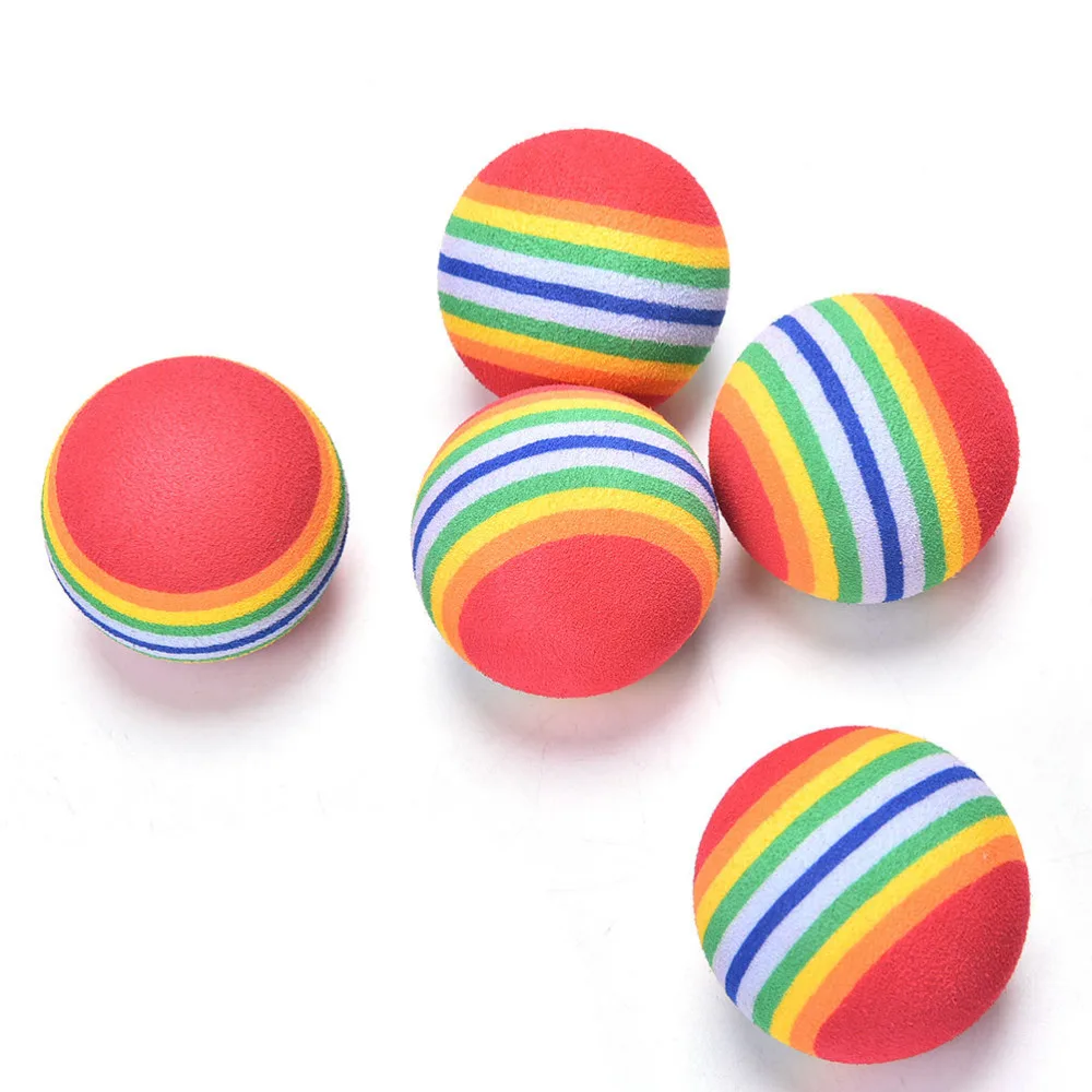 Bolas de esponja de espuma para niños, juguete divertido de Material EVA de Color arcoíris, juegos al aire libre, 5 uds., 28,5mm, G0183