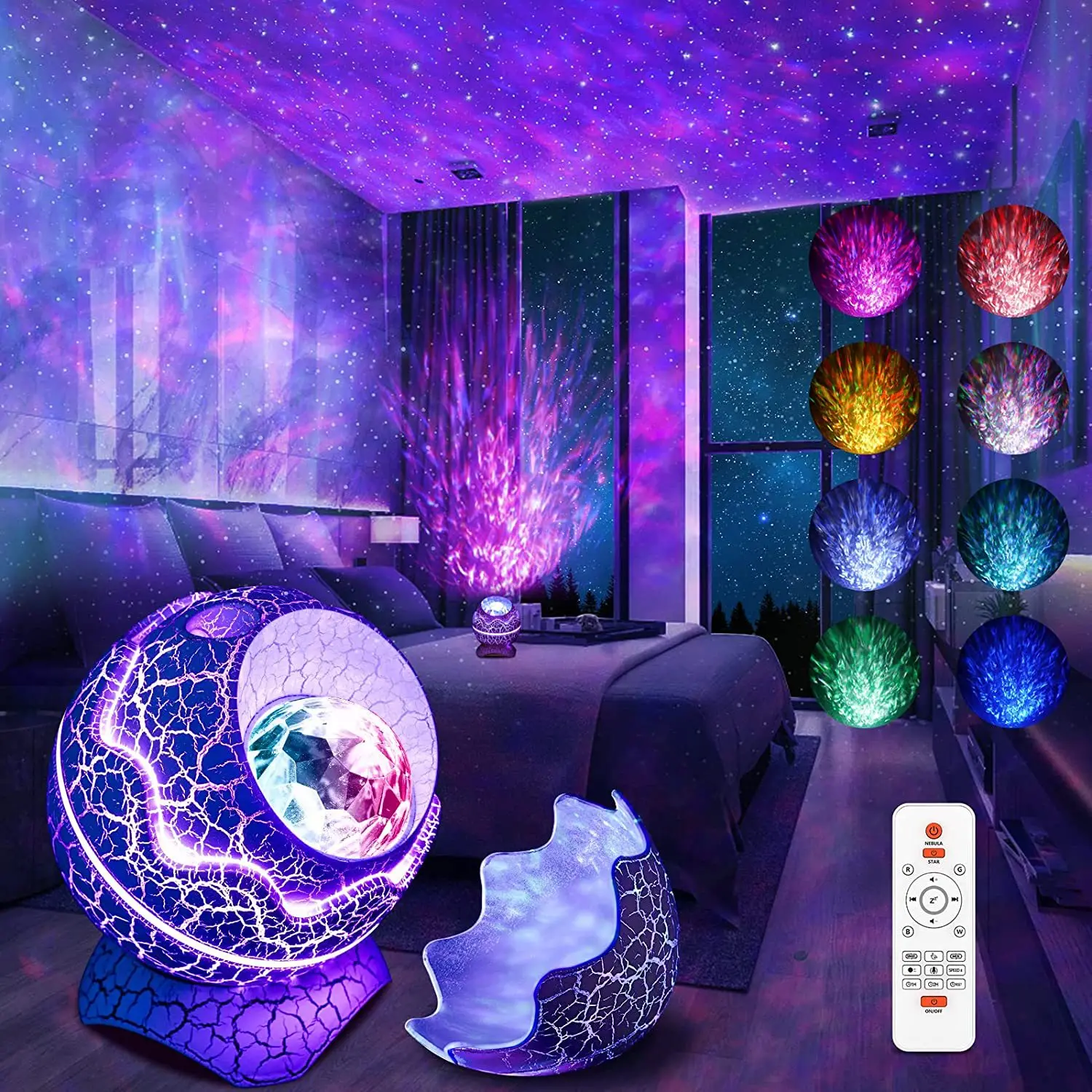 LED Christmas Aurora Galaxy Projector Night Light Bluetooth Music Speaker Starry Desk Lamps Room Decor Project Table Wall Lamp