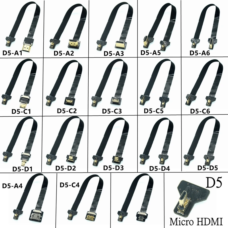 Cabo plano para fotografia aérea multicopter, para cima e para baixo, angular direita e esquerda, 90 graus, compatível com HDMI, tipo A, macho para macho, HDMI, FPC