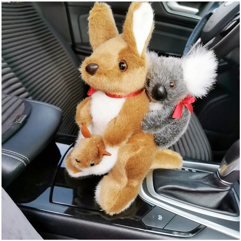 

28cm lovely kangaroo plush toy cartoon kangaroo take baby ,little koala on the back soft doll kids toy birthday gift h0449