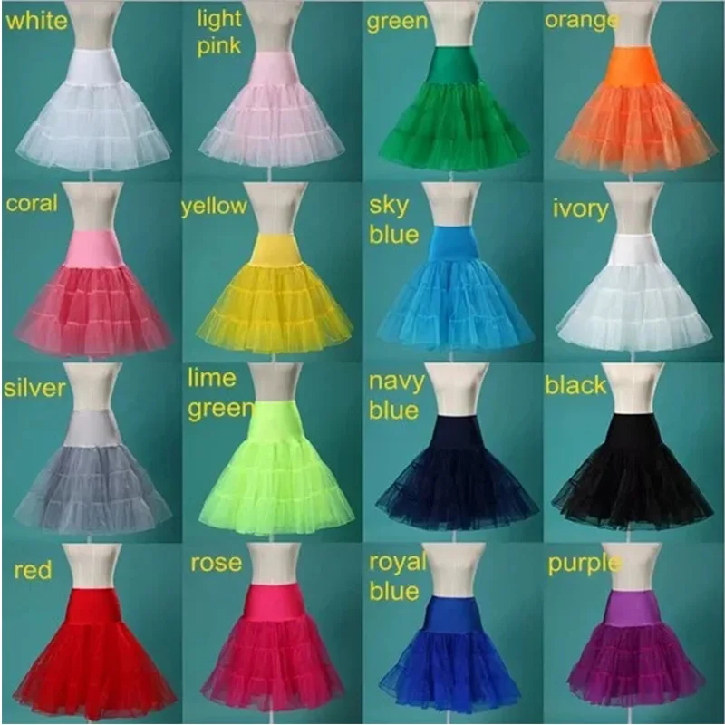 Wowbridal Kurze Organza Petticoat Krinoline Vintage Hochzeit Braut Petticoat für Hochzeit Kleider Unterrock Rockabilly Tutu