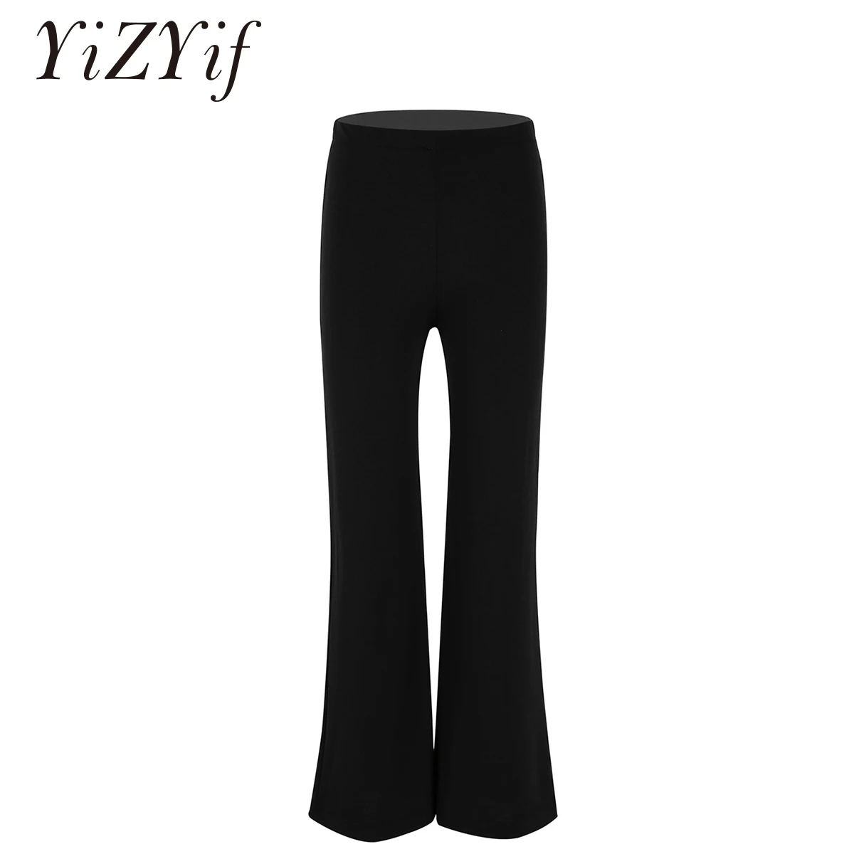 

YiZYiF 6-14 Years Black Kids Boys Basic Classic Stretchy Boot Cut Pants Trousers Dancewear for Jazz Dance Stage Performance