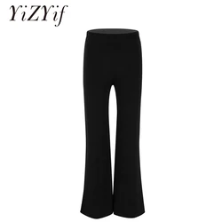 YiZYiF 6-14 Years Black Kids Boys Basic Classic Stretchy Boot Cut Pants Trousers Dancewear for Jazz Dance Stage Performance