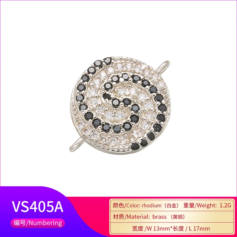 ZHUKOU 13x17mm Lollipop Crystal charms Connector for Women Necklace Bracelet Jewelry Accessories making findings model: VS405