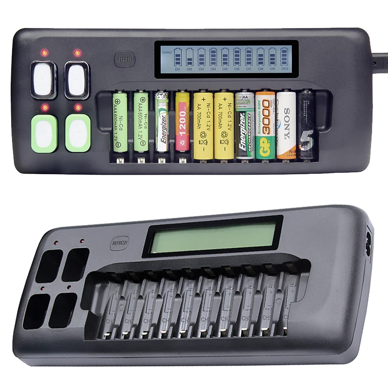 

14 Slot 1.2V LED Display Smart Battery Charger For AA AAA 9V Rechargeable Batteries and Ni-Cd LI-ION NI-MH Battery Charger