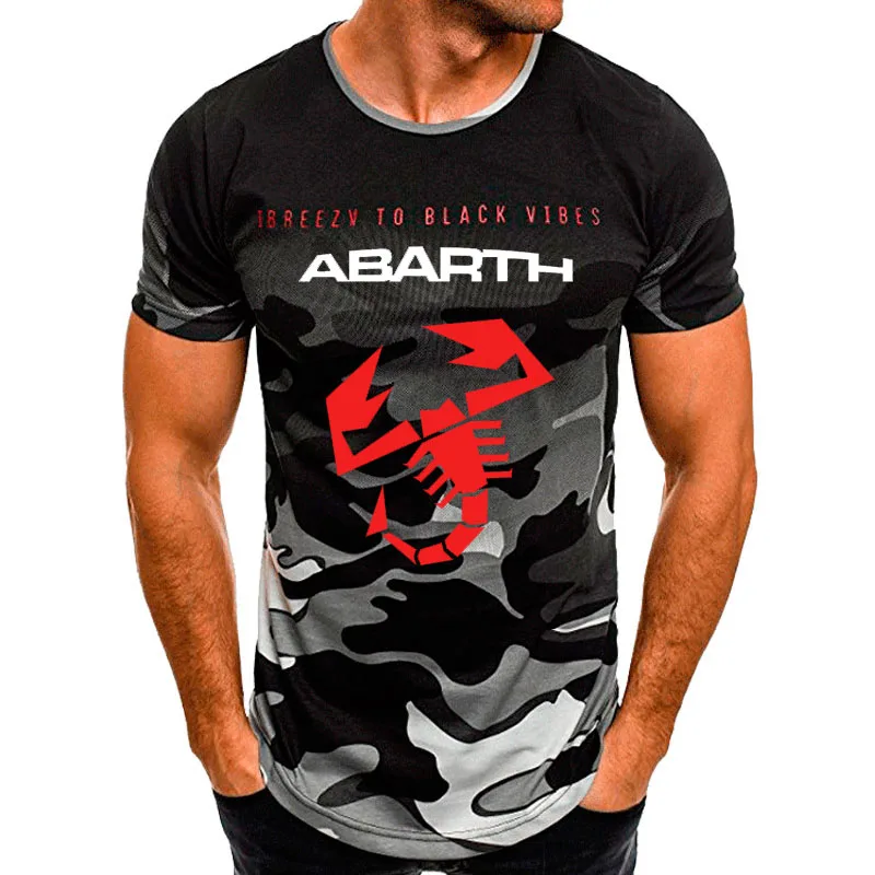 

Fashion casual Abarth Car Logo Printing Summer Fashion Camouflage Men's T-sleeve Casual Cotton High Quality Short sleeve