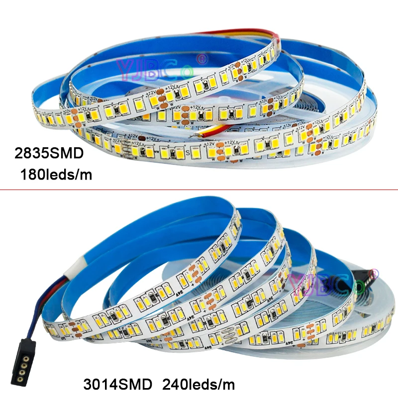 

24V 5M CCT(White+Warm white) LED Strip Light 180leds/m SMD 2835 3014 240leds/m Flexible Lamp Tape 10mm White PCB No Waterproof