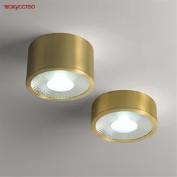 Postmodern Design Luxury Round Surface Mounted Led Ceiling Lamp Ultra-Thin Copper Spotlight Living Room Hallway Corridor Fixture