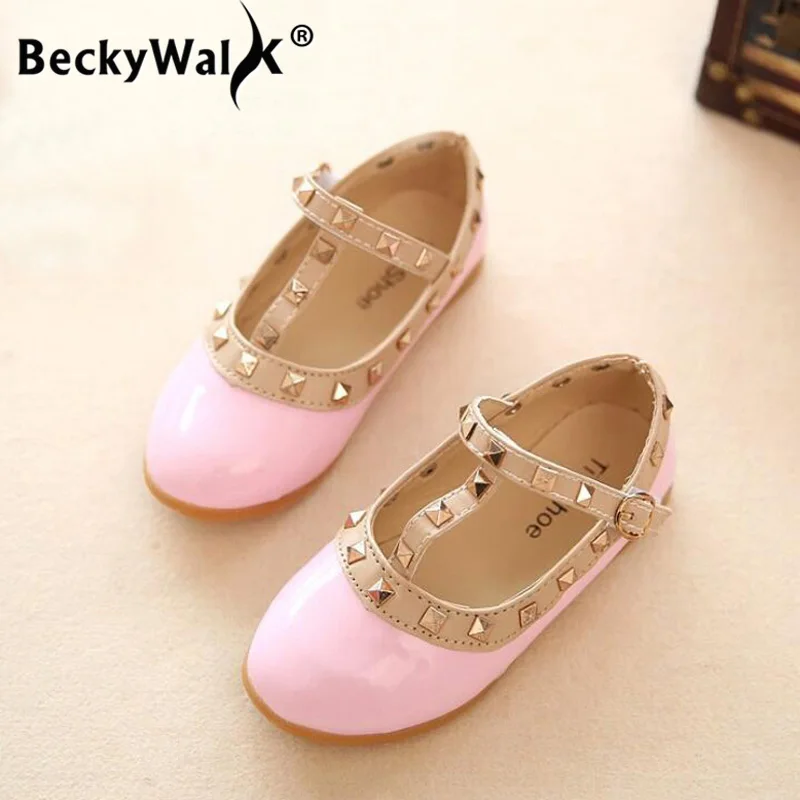 NEW Children Princess Flat Shoes Children Girls Rivets Single Shoes Kids Leather Shoes Girls Shoes sandals CSH134