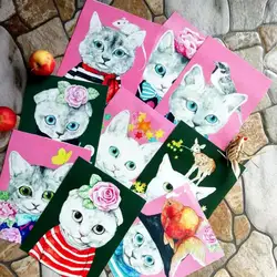 1PCS 15*20cm Lovely Cat Printed Hand Dyed Cotton Linen Fabric Telas Sewing DIY Patchwork Hand Embroidery Quilting Bags Tecido