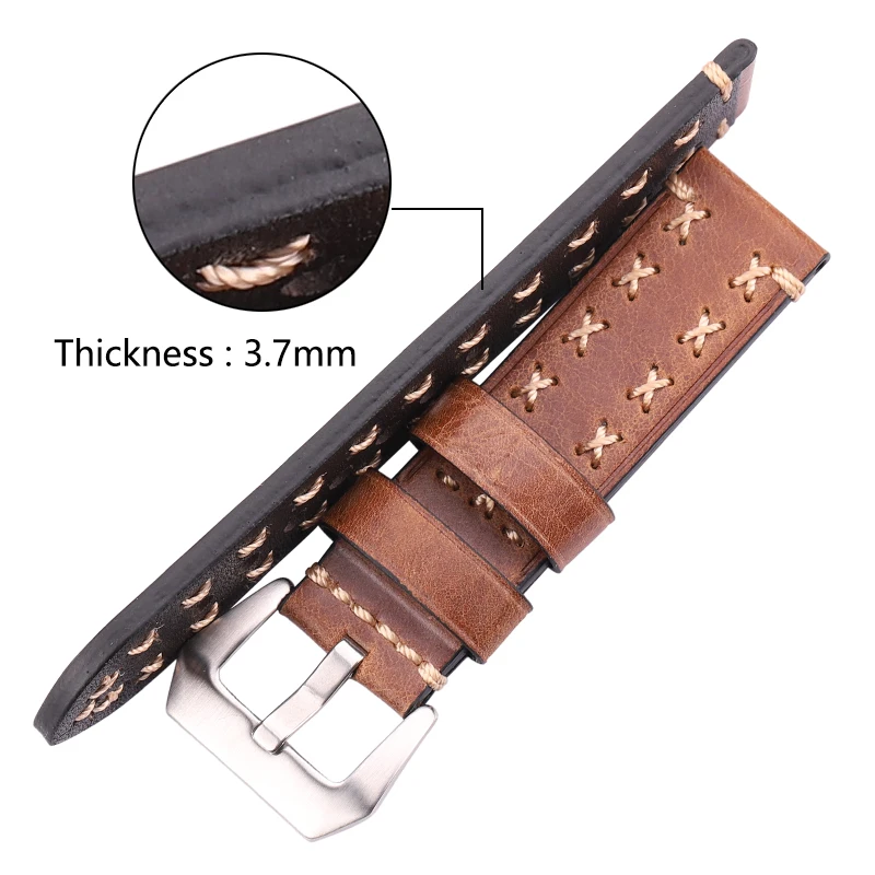 Handmade Watchbands 22 24mm Italian Leather Vintage Watch Band Strap Women Men Brown Black Green Coffee Watch Accessories