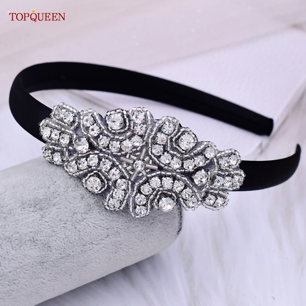 Topqueen s03 simples e elegante casamento nupcial contas de prata strass headdress menina fresco e elegante requintado faixa de cabelo