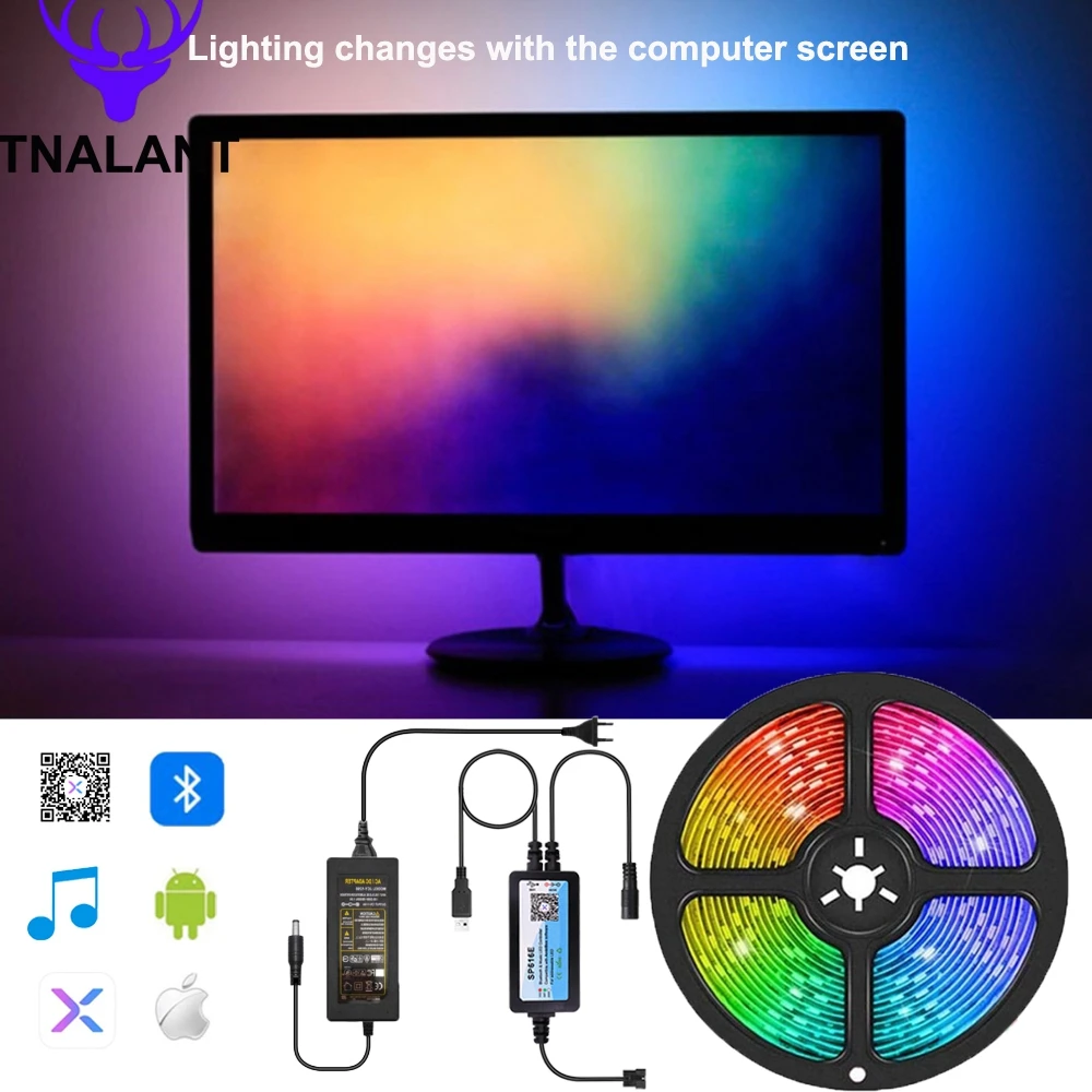 

WS2812b RGB Led Strip Light Bluetooth Music Controller SP616E For Decoration BackLight TV Conputer DC5V