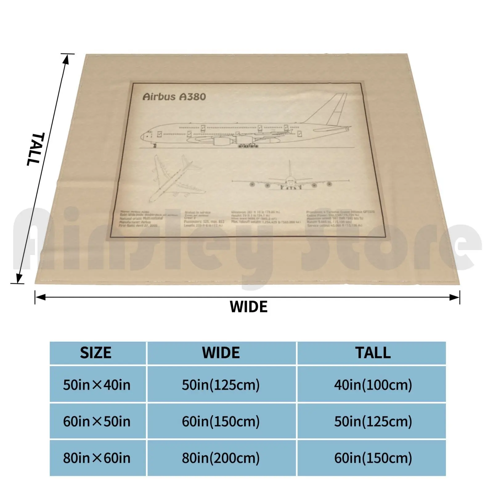 Airbus A380 Jet-Sd Blanket Fashion Custom Airbus A380 A380 Airbus Airplane Jetliner Jumbo Passenger Plane