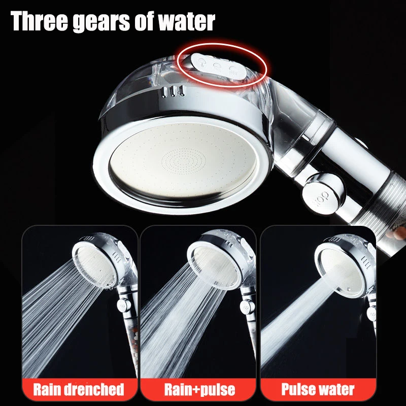 One Button To Stop Shower Heads Water Saving Skin Care Hand Held Shower SPA  Adjustable 4 Function High Pressure Shower Head