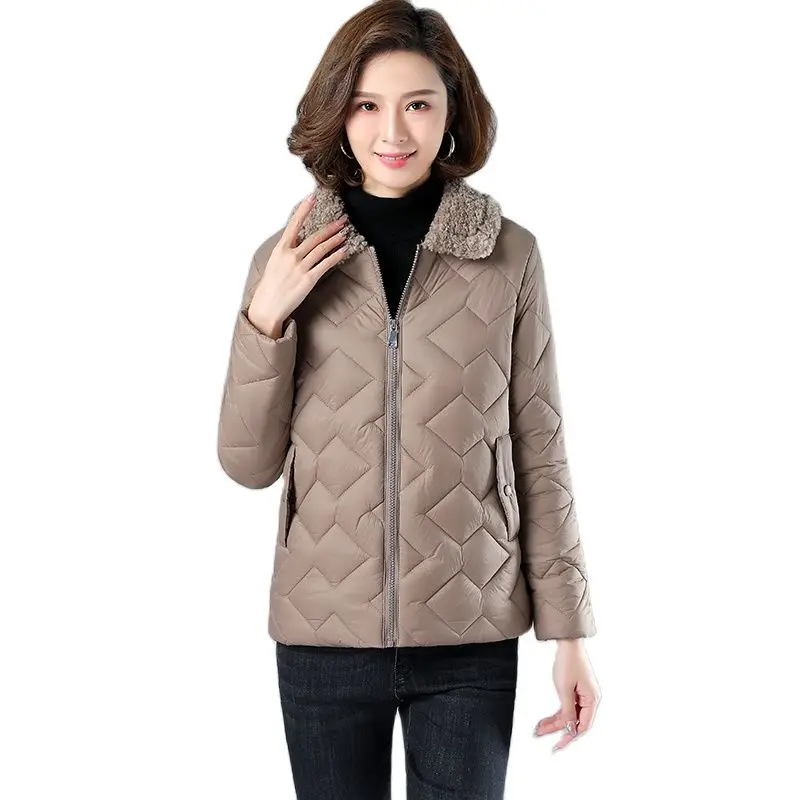 Women Lightweight Cotton Padded Parkas Short Jacket Casual Mom\'s Coat Autumn And Winter cotton Outwear