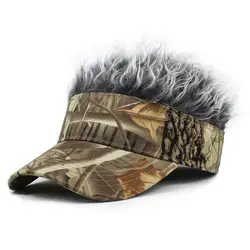 Men Women Fake Flair Hair Baseball Cap Funny Party Toupee Hat Golf Caps Camo Sun Visor Outdoor Wig Hats 2023 New