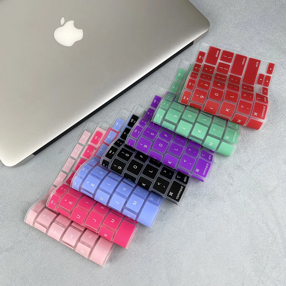 Penutup Keyboard Laptop EU US-Enter untuk Macbook Air 13 A2337 A2179 Warna Silikon Tahan Air Casing Film Pelindung Keyboard