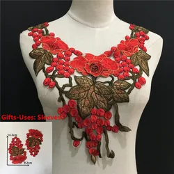 Chest lace applique fabric embroidery fake collar sewing DIY clothing craft supplies material accessories 1 piece for sale