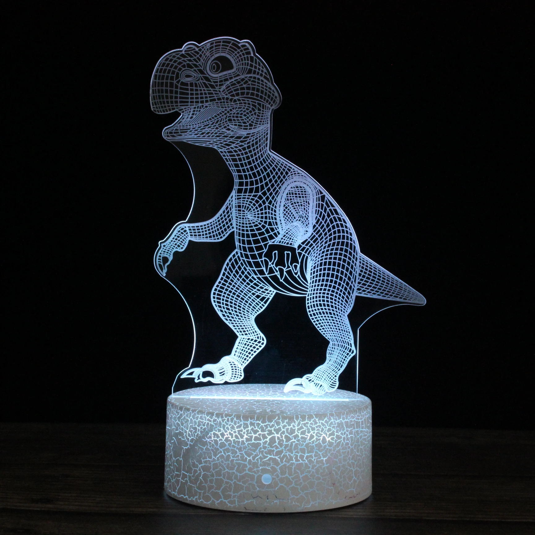 LED Dinosaur 3D Night light WarmWhite USB Button Acrylic optic lights decor Nights lamps kids gifts for baby child DIY design