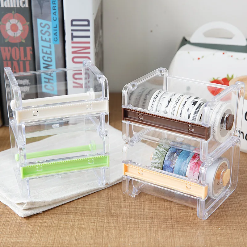 1pcs Creative Washi Tape Cutter Set Tape Tool Transparent Tape Holder Tape Dispenser School Supplies Office Stationery