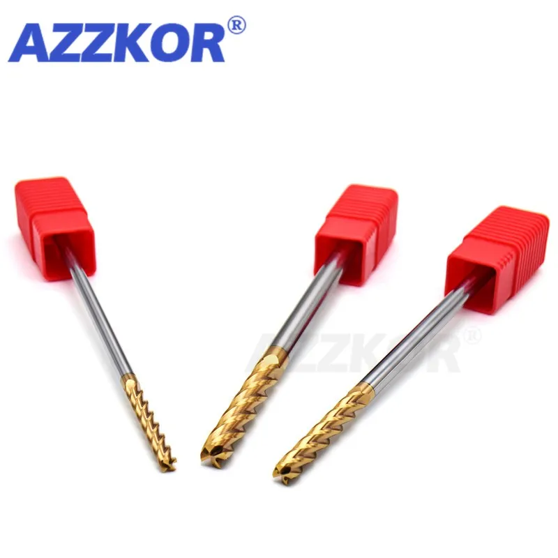 Milling Cutter Alloy Coating Tungsten Steel Tool Cnc Endmill Top Lengthen 75L/100L Wholesale Kit Milling Flat Bottom Long AZZKOR