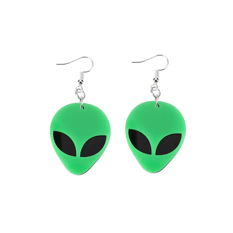 1pair Earrings For Women Cute Acrylic Hip Hop Girls Gift Cute Alien Drop Earrings Night Club Party Jewelry