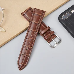 Genuine Calfskin Straps Embossed Bamboo Crocodile Pattern Leather Watchbands Business Casual Watch Band 16 18 20 22 24mm