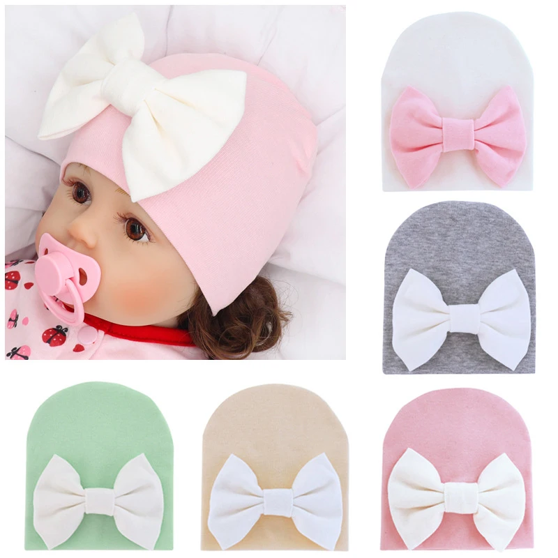 Princess Baby Hat Newborn Beanie Big Bow New Born Photography Props Baby Girl Cap Spring Autumn Toddler Infant Accessories 0-3M