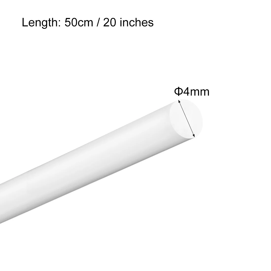 Uxcell 1 szt. Plastikowy okrągły pręt, 4mm Dia 50cm biały plastikowy pręt okrągły