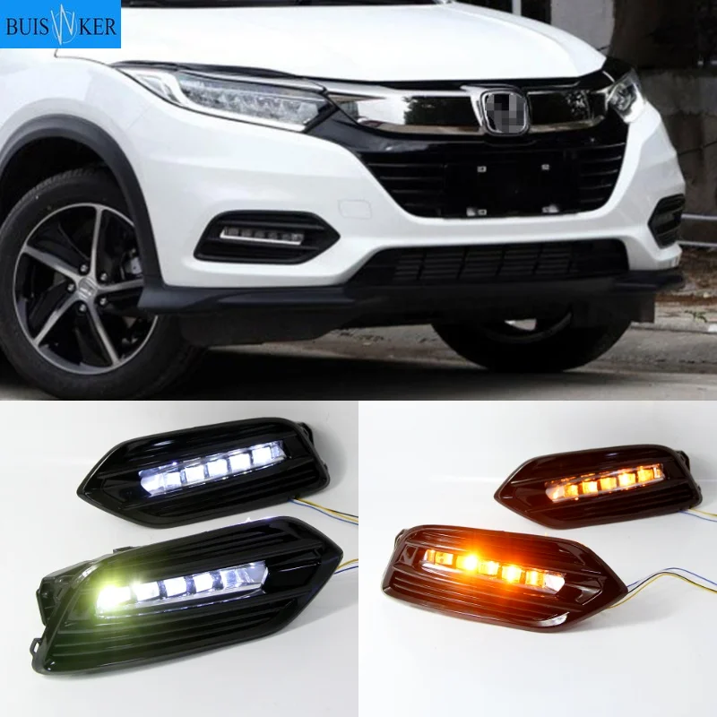 

2PCS LED Daytime Running Light For Honda HRV HR-V Vezel 2019 2020 Yellow Turn Signal Function 12V Car DRL Fog Lamp Decoration