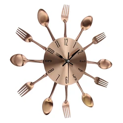 Posate cucina orologio da parete silenzioso posate in acciaio inox orologi coltello e forchetta cucchiaio orologio da parete cucina decorazioni per la casa rosso