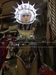 Future technology Women stage dance silver show Bar party show nightclub gogo atmosphere sexy led space exaggerated suit costume