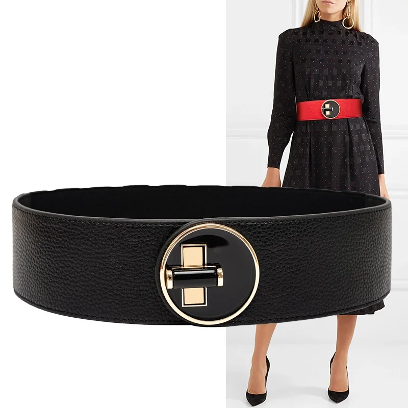 H3480 Fashion Waist Belt Women Wide Elastic Waistband Genuine Leather Cowhide Casual High Quality Korean Simple Easy Waist Seal