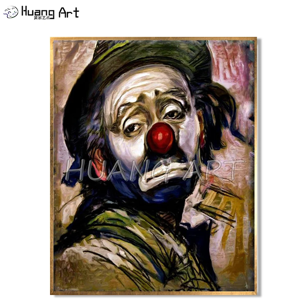 

Sad Clown Portrait Painting Hand-painted Modern Impression Clown Figure Oil Painting on Canvas for Room Wall Decor Hang Painting