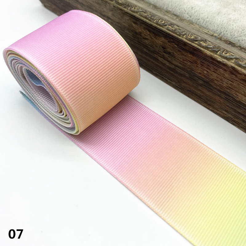 3 yards/lots 38mm Gradient Rainbow Grosgrain Ribbon for Wedding Party Decoration Gift Wrapping DIY